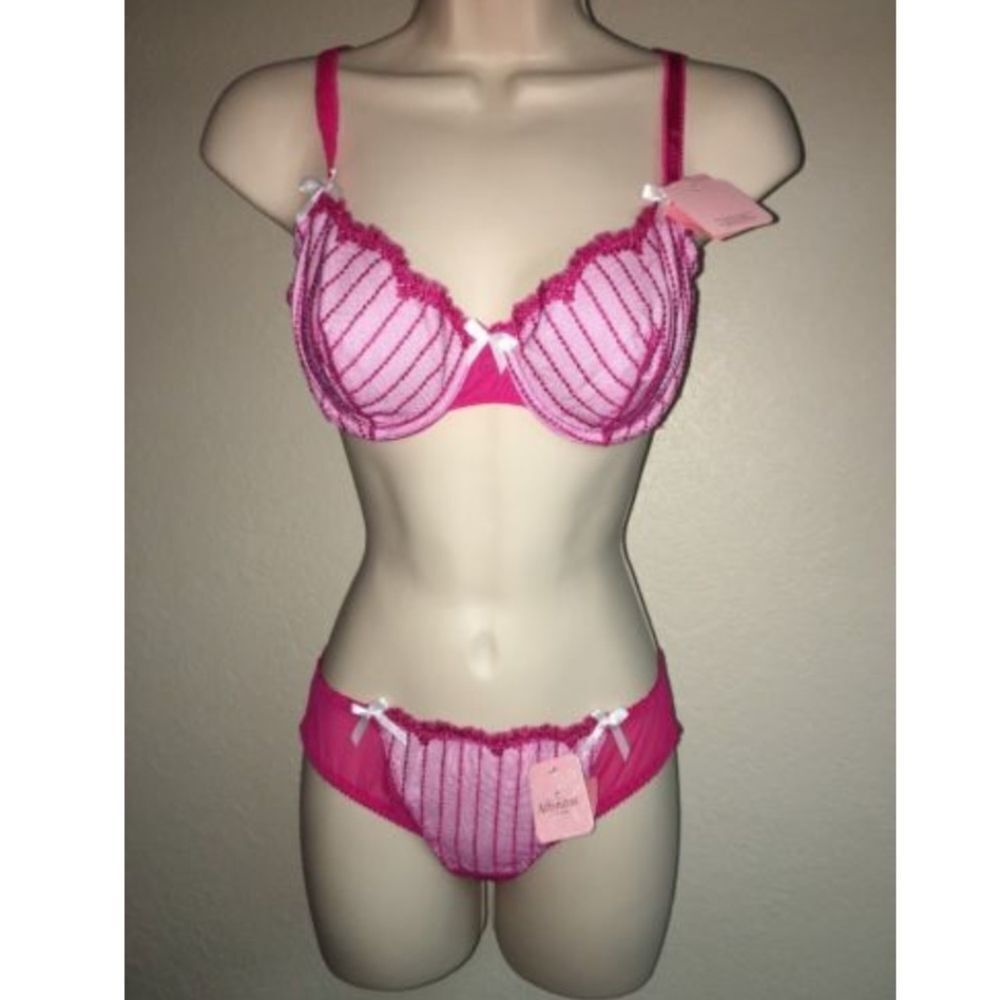 Affinitas 2pc Set Bra Panty Fuchsia Rose NWT